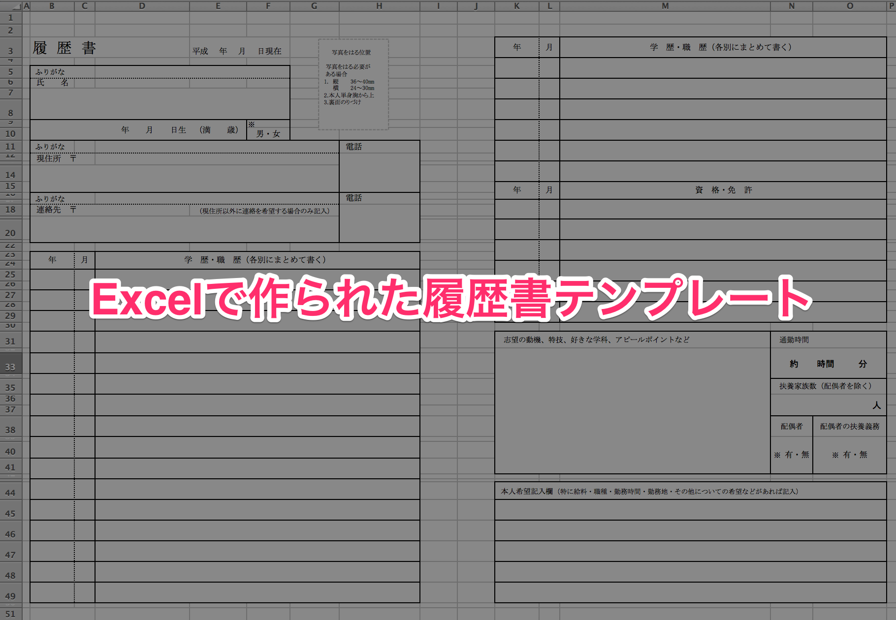 Excel エクセル で作った履歴書テンプレート 無料ダウンロード可能 ひとりで Com